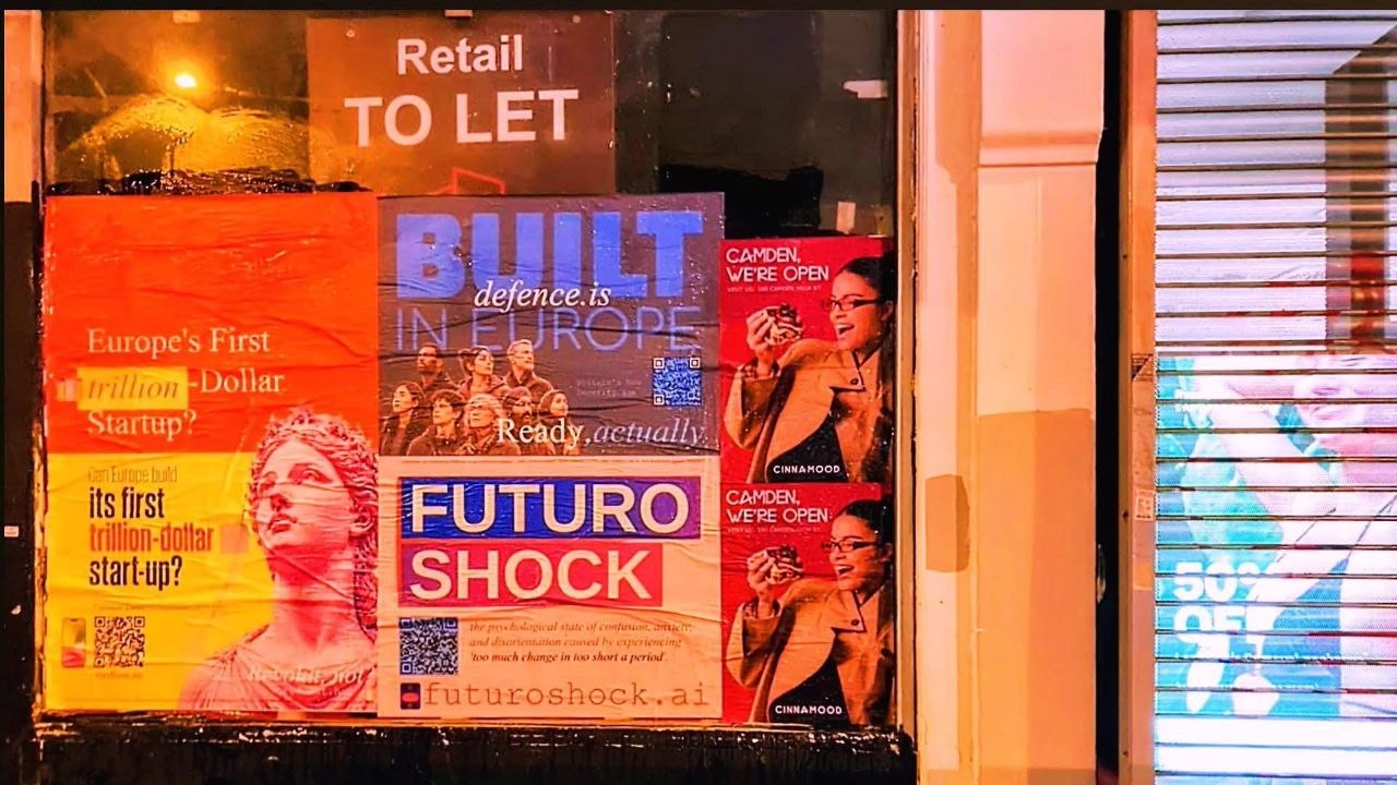 Poster pasted on a London hoarding, 13 July 2026