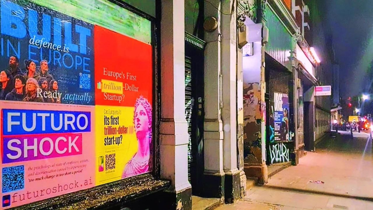 Poster pasted on a London hoarding, 13 July 2026